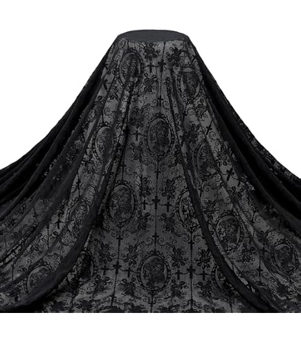 Amazon.com: 55 Inch Lace Fabric Soft Black Skull Lace Fabric Cross